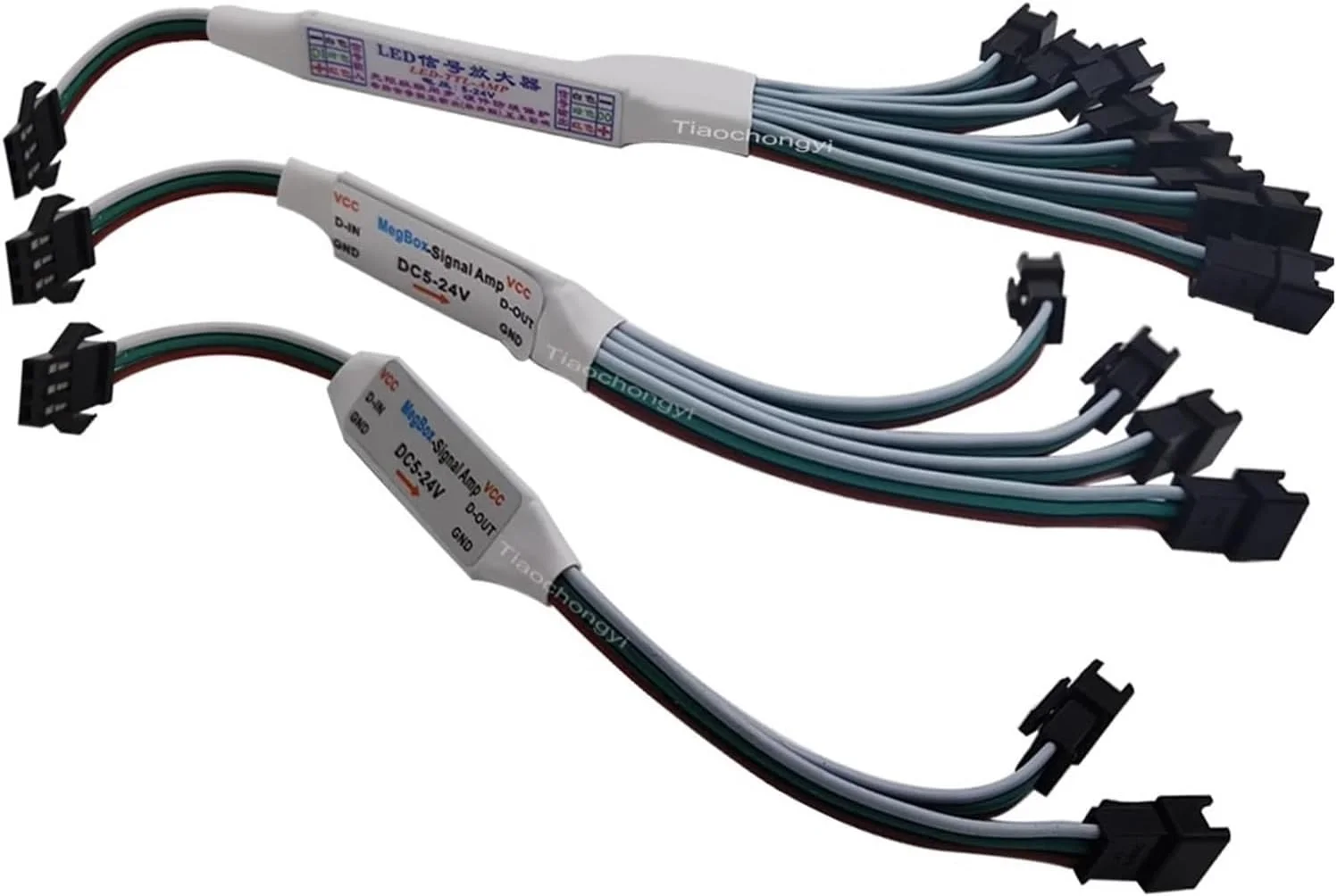 تقویت کننده سیگنال مینی TTL برای WS2812B WS2811 16703 SK6812 ماژول نوار نور LED آدرس پذیر 3 پین 1 به 4/8 5-24 ولت (اندازه: 1 عدد، رنگ: 1 مادگی به 2 نری)