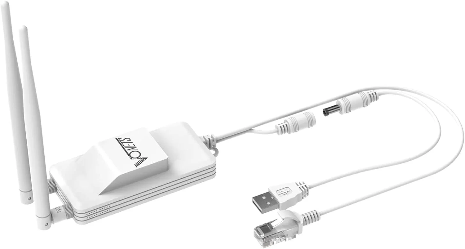 پل شبکه وای فای صنعتی 5 گیگاهرتزی VONETS VAP11S-5G با اسپلیتر اترنت، وای فای RJ45 1 نری به 2 مادگی LAN Cat5 به همراه فن خنک کننده