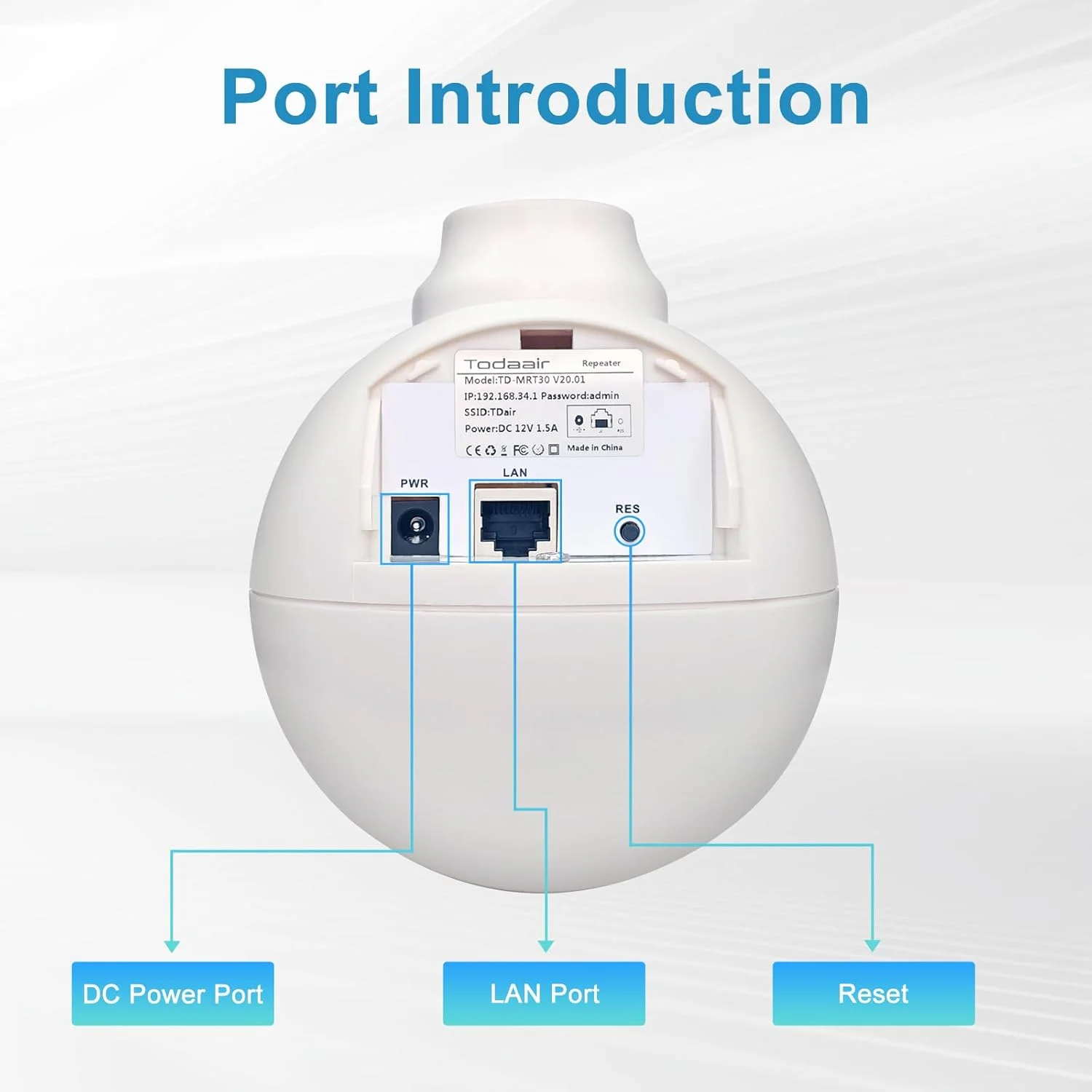 تقویت کننده وای فای دو بانده گیگابیتی فضای باز | ضد آب برای دوربین خورشیدی | نصب 2 دقیقه ای