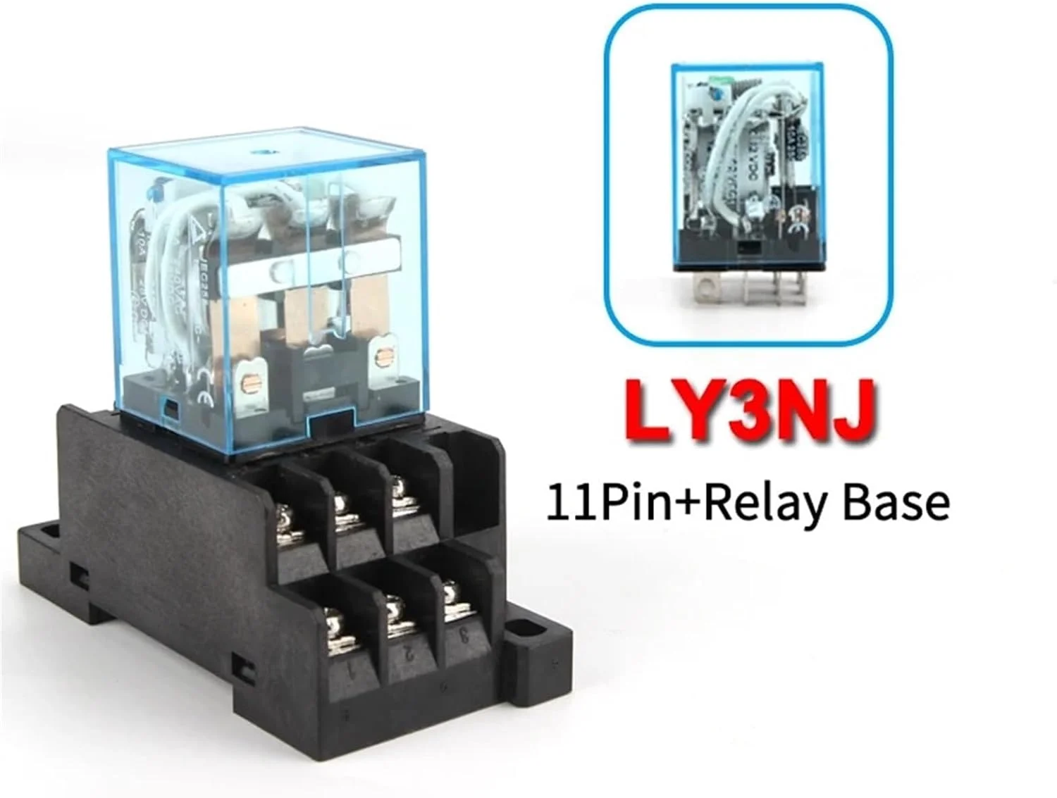 رله میانی توبایا HH63P LY3NJ 10A رله الکترومغناطیسی کوچک با 11 پین به همراه سوکت PTF11A (رنگ: همراه با سوکت، اندازه: AC 24V)