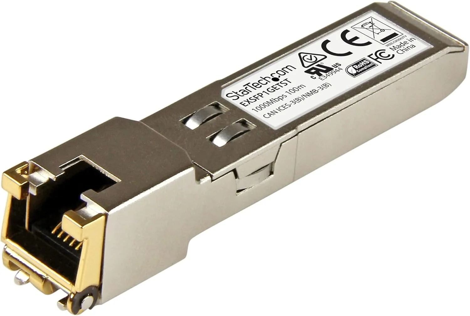 ماژول SFP سازگار StarTech.com Juniper EX-SFP-1GE-T - 1000BASE-T - SFP به RJ45 Cat6/Cat5e - SFP اترنت گیگابیتی 1GE - RJ-45 100 متری - (EXSFP1GETST)