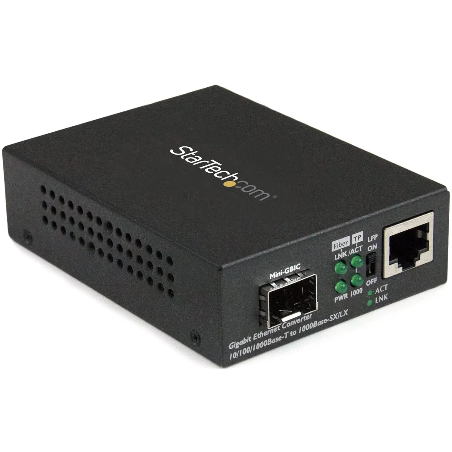 مبدل رسانه فیبر چند حالته / تک حالته StarTech.com - درگاه SFP باز - درگاه RJ45 10/100/1000 مگابیت بر ثانیه - پشتیبانی از LFP - تگ VLAN IEEE 802.1q - , TAA (MCM1110SFP)