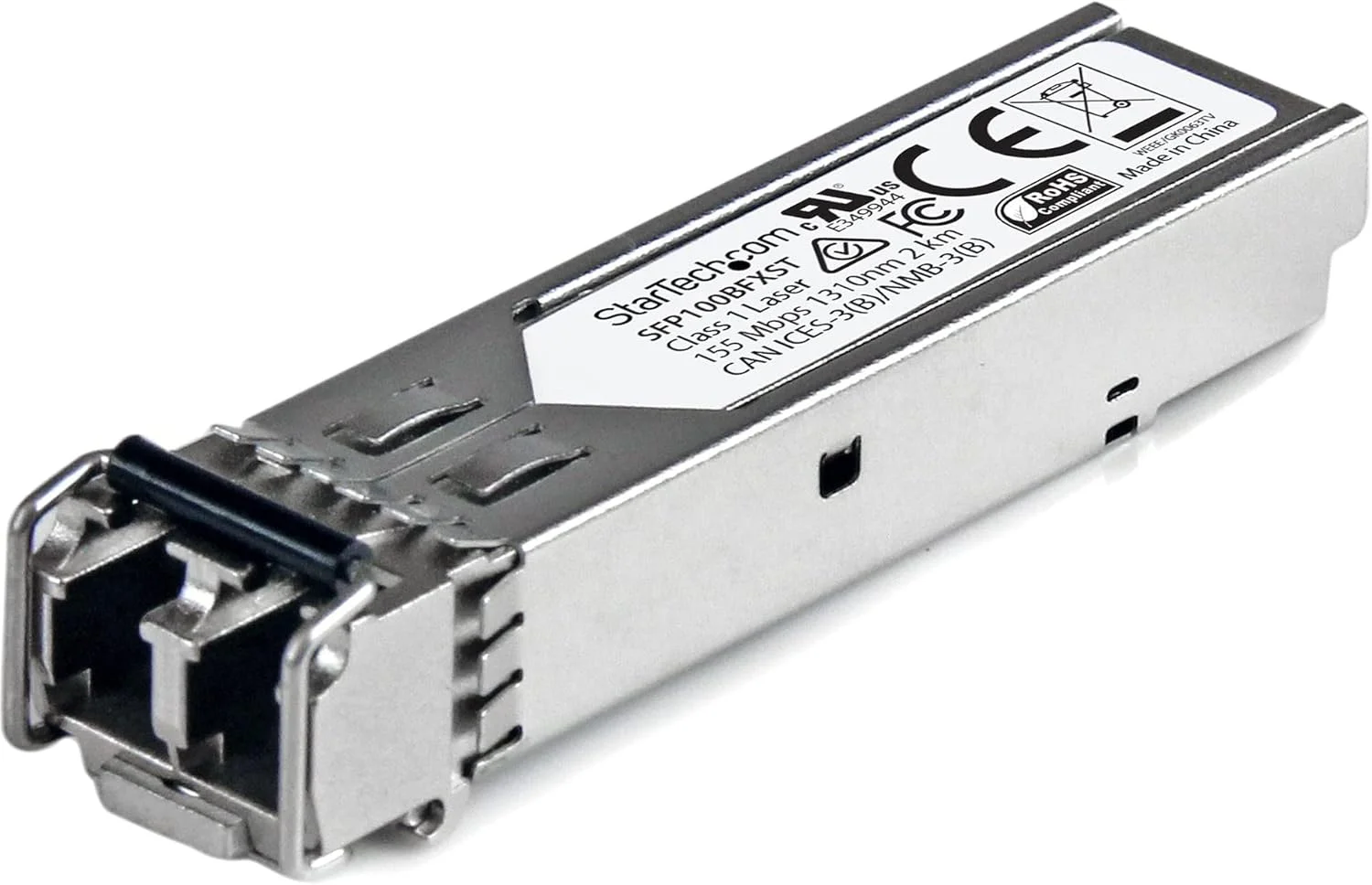 ماژول SFP سازگار با MSA بدون کدگذاری StarTech.com - 100BASE-FX - فرستنده و گیرنده نوری فیبر چند حالته (MMF) 100MbE - SFP اترنت 100 مگابیت - LC 2km - 1310nm - DDM (SFP100BFXST)