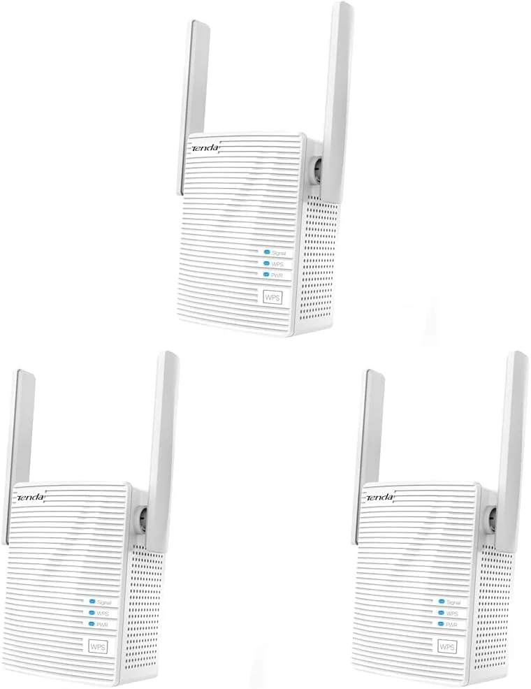 تقویت کننده محدوده وای فای Tenda AC1200، تکرار کننده وای فای گیگابیتی با پورت LAN 100 مگابیتی بر ثانیه، دو بانده 2.4 گیگاهرتز 300 مگابیت بر ثانیه + 5 گیگاهرتز 867 مگابیت بر ثانیه، مخفی کردن SSID، عملکرد WPS، حالت رمزگذاری (A18)، سفید (بسته 3 عددی)