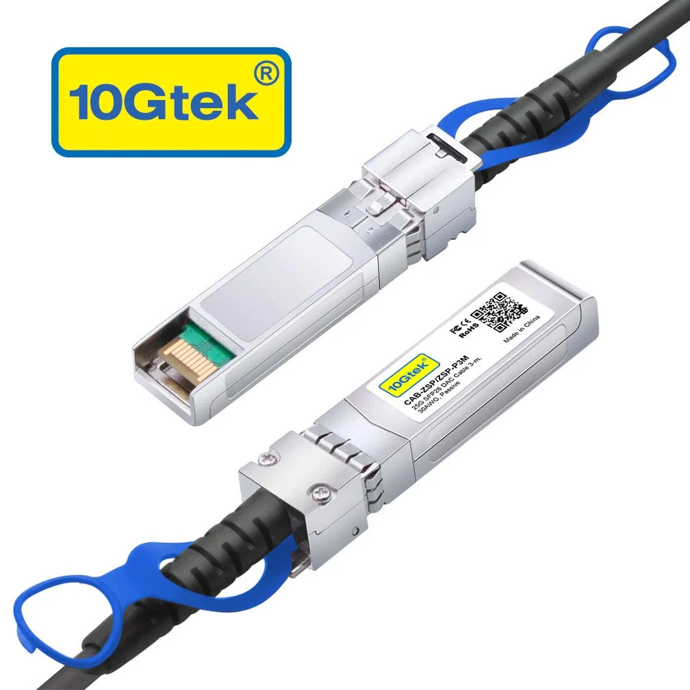 10Gtek 25G SFP28 SFP+ DAC Cable - 25GBASE-CR SFP28 to SFP28 Passive Direct Attach Copper Twinax Cable for Cisco SFP-H25GB-CU3M, Ubiquiti UC-DAC-SFP28, Supermicro and More, 3-Meter(10ft)