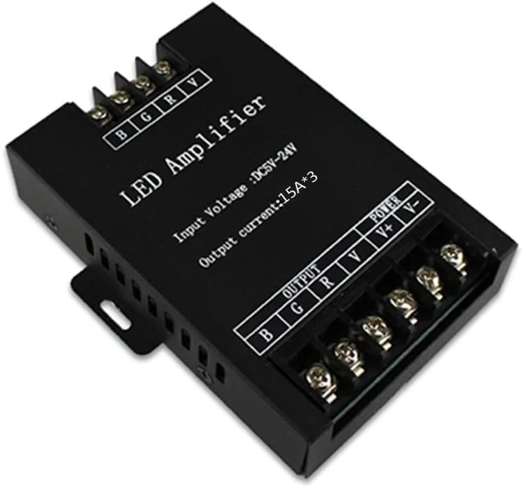 تکرار کننده توان RGBW با سرعت بالا 32 آمپر سیگنال PWM 4 کانال برای نوارهای چراغ LED RGBW 5050 2835 DC5-24V (تقویت کننده RGB 45 آمپر)