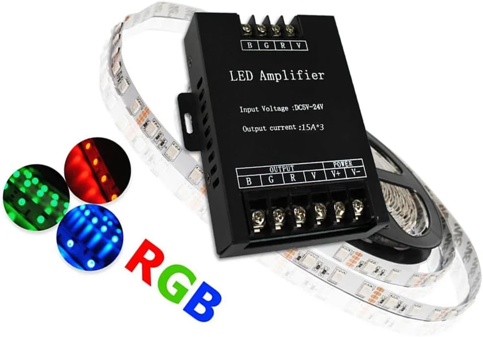 تکرار کننده توان RGBW با سرعت بالا 32 آمپر سیگنال PWM 4 کانال برای نوارهای چراغ LED RGBW 5050 2835 DC5-24V (تقویت کننده RGB 45 آمپر)