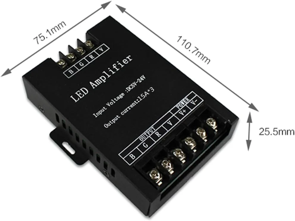 تکرار کننده توان RGBW با سرعت بالا 32 آمپر سیگنال PWM 4 کانال برای نوارهای چراغ LED RGBW 5050 2835 DC5-24V (تقویت کننده RGB 45 آمپر)