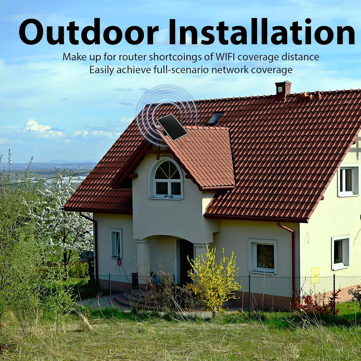 تقویت کننده وای فای خورشیدی، توسعه دهنده وای فای با باتری خورشیدی برای فضای باز، تقویت کننده سیگنال بی سیم 2.4 گیگاهرتز، سرعت 300 مگابیت در ثانیه، باتری 26000 میلی آمپر ساعت، ضد آب IP66، برد 200 متر