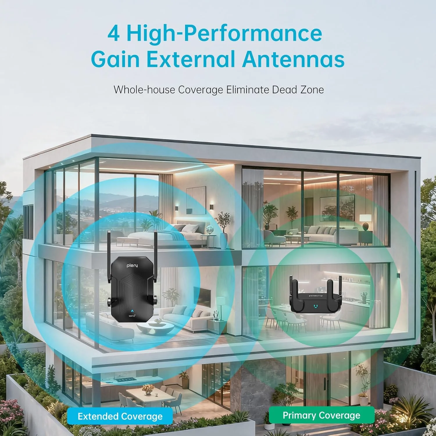 تقویت کننده سیگنال وای فای AX1500، تکرار کننده وای فای 6 با سرعت 1500 مگابیت بر ثانیه برای خانه، دو بانده (5 گیگاهرتز/2.4 گیگاهرتز)، پوشش دهی تا 2200 فوت مربع و 45 دستگاه، یک پورت اترنت و 3 حالت کاری، سازگار با EasyMesh، WPA3