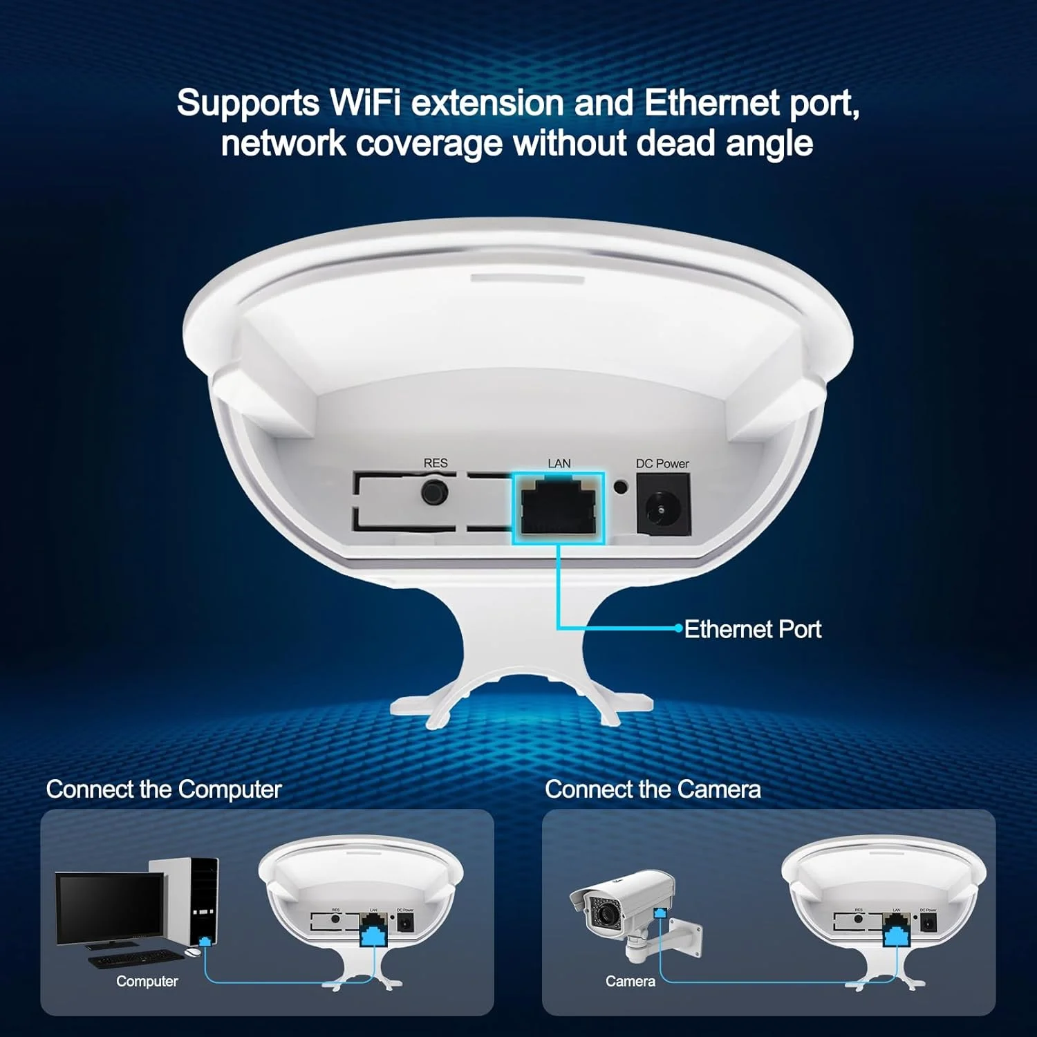 تقویت کننده WiFi بیرونی 2025، تکرار کننده WiFi دو بانده، ضد آب و هوا IP65، پوشش حداقل 320 متر مربع و 30 دستگاه، تکرار کننده سیگنال Wi-Fi برای مزرعه، حیاط، کارخانه