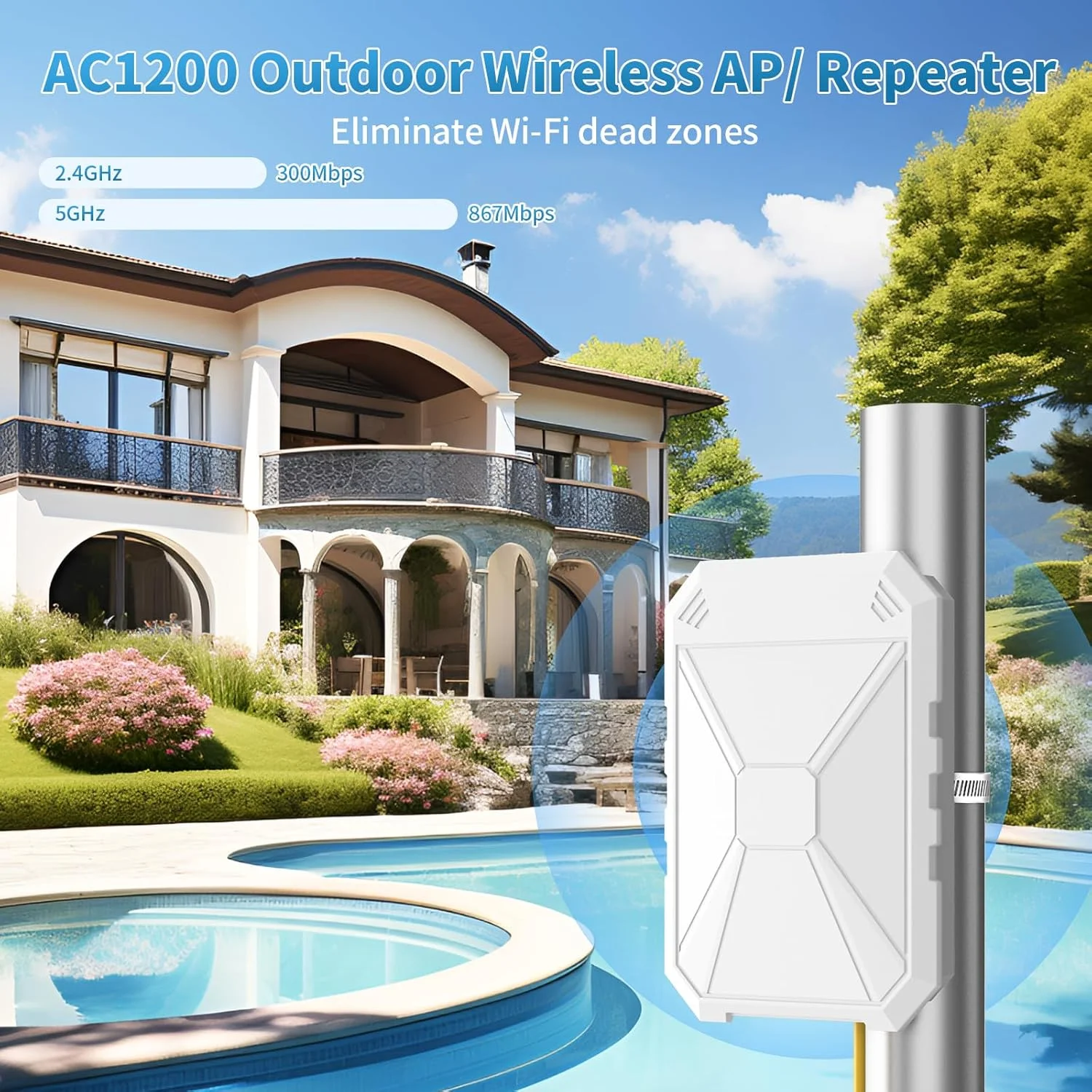 تقویت کننده وای فای بیرونی AC1200، تقویت کننده سیگنال وای فای بیرونی 5 گیگاهرتز / 2.4 گیگاهرتز، ضد آب IP67، PoE غیرفعال، حالت تکرار کننده/AP/روتر، گسترش وای فای برای دوربین های بیرونی، پاسیو، گاراژ، مزرعه تقویت کننده وای فای بیرونی AC1200، تقویت کننده سیگنال وای فای بیرونی 5 گیگاهرتز / 2.4 گیگاهرتز، ضد آب IP67، PoE غیرفعال، حالت تکرار کننده/AP/روتر، گسترش وای فای برای دوربین های بیرونی، پاسیو، گاراژ، مزرعه