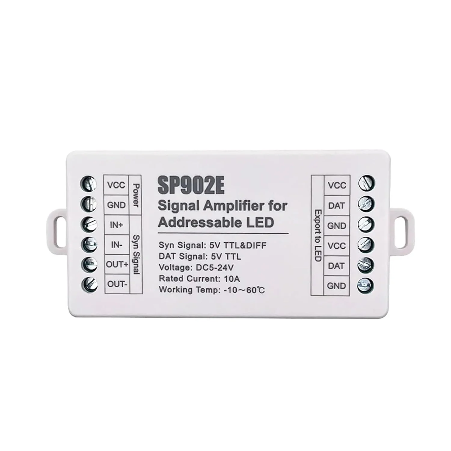 تکرار کننده تقویت کننده سیگنال SPI مدل PCS SP902E مناسب برای نوار LED پیکسلی IC آدرس پذیر WS2812 WS2811 WS2813 RGB، چراغ پنل ماتریس قابل برنامه ریزی، 5-24 ولت