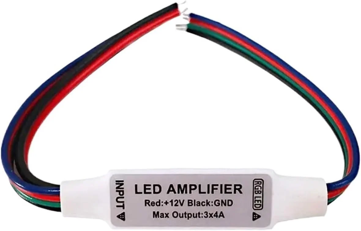 تقویت کننده نوار LED مینی RGB با کابل رنگی 4 پین DC12V، 3 * 4A، مناسب برای کنسول تکرار کننده برق نوار LED تقویت کننده نوار LED مینی RGB با کابل رنگی 4 پین DC12V، 3 * 4A، مناسب برای کنسول تکرار کننده برق نوار LED