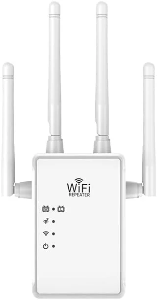 تقویت کننده WiFi، توسعه دهنده WiFi با سرعت 1200 مگابیت بر ثانیه (AC1200)، تقویت کننده سیگنال دو بانده برای 465 متر مربع و 68 دستگاه، دارای 4 آنتن خارجی بزرگ، 2 پورت RJ45، تقویت کننده محدوده WiFi، نصب آسان با یک ضربه