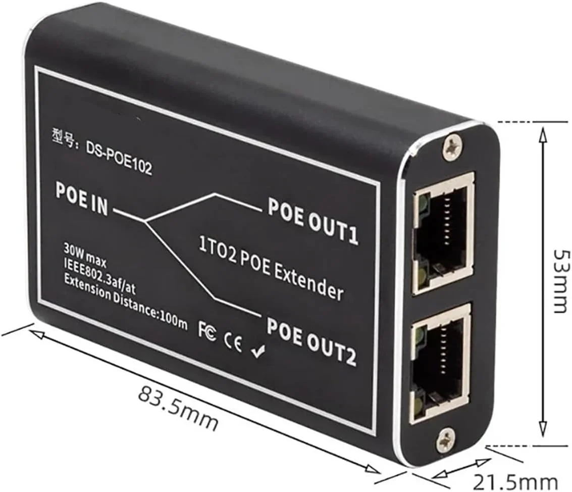 تکرار کننده سوئیچ شبکه گیگابیتی POE با 2 پورت 100/1000M، 30 وات و قابلیت اتصال آسان