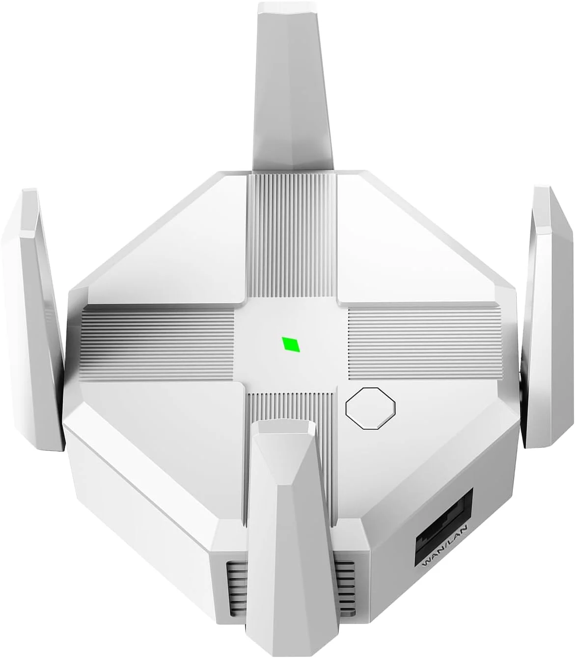 تقویت کننده WiFi عمومی، 1200 مگابیت بر ثانیه دو بانده 2.4G/5G تکرار کننده بی سیم اینترنت و تقویت کننده سیگنال، چهار آنتن پوشش کامل 360 درجه تقویت سیگنال قوی، دو حالت کاری، سفید