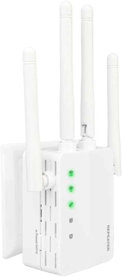 تقویت کننده سیگنال وای فای، تکرار کننده وای فای دو بانده 2.4G/5.8G پوشش دهنده تا 900 متر مربع و 50 دستگاه، توسعه دهنده محدوده وای فای بی سیم با پورت اترنت برای تقویت سیگنال اینترنت برای خانه (WD-R1206U)