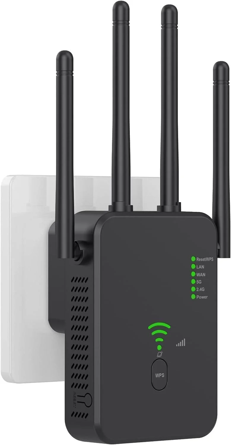 تقویت کننده WiFi، تقویت کننده سیگنال WiFi، 6 آنتن پوشش 360 درجه WiFi خانگی، تکرار کننده WiFi فوق العاده پایدار، پوشش تا (185 متر مربع)، تقویت کننده سیگنال بی سیم با 2 پورت اترنت