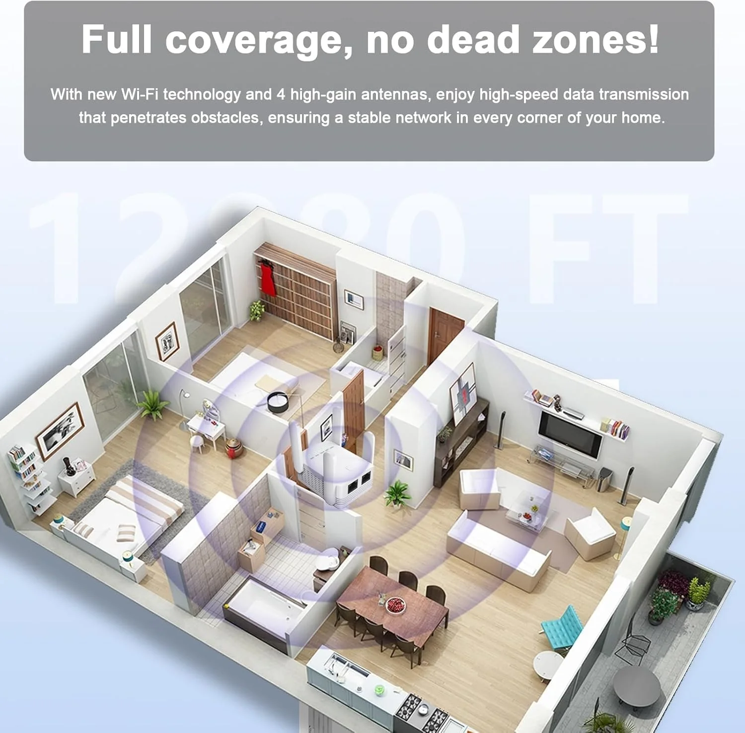 تقویت کننده سیگنال وای فای برای خانه. پوشش تا 140 متر مربع و 30 دستگاه با فناوری پیشرفته دو باند 2.4G و 5G برای 360 درجه