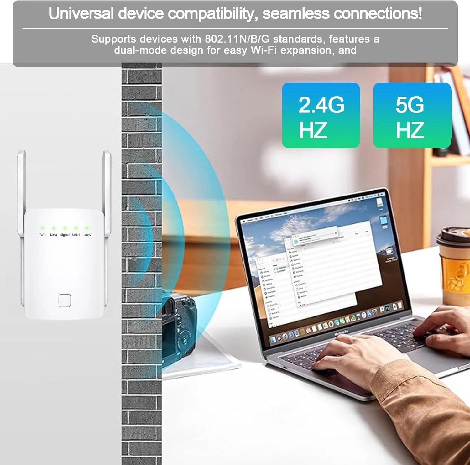 تقویت کننده سیگنال وای فای برای خانه. پوشش تا 140 متر مربع و 30 دستگاه با فناوری پیشرفته دو باند 2.4G و 5G برای 360 درجه