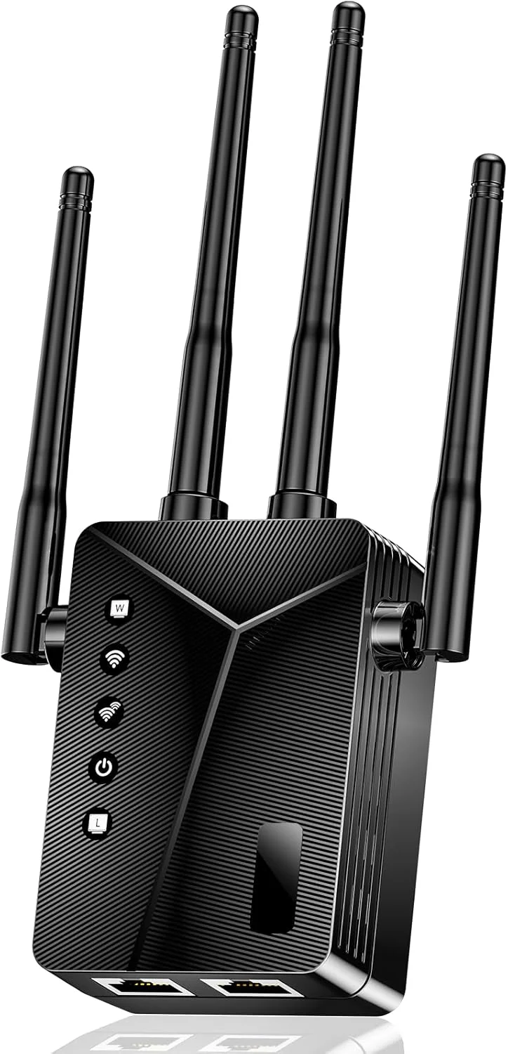 تقویت کننده سیگنال وای فای 2025 برای خانه، تکرار کننده وای فای با نصب آسان با پورت اترنت، پوشش تا 3000 فوت مربع و 25 دستگاه، 4 آنتن برد بلند