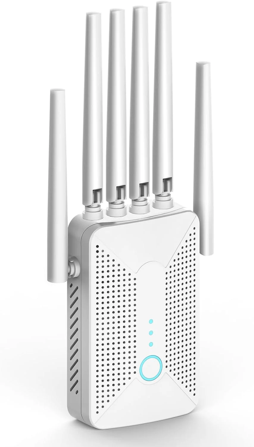 تقویت کننده سیگنال WiFi برای خانه، تکرار کننده WiFi، 6 آنتن، 2 پورت اترنت، حالت های توسعه دهنده/تکرار کننده/روتر/AP وای فای