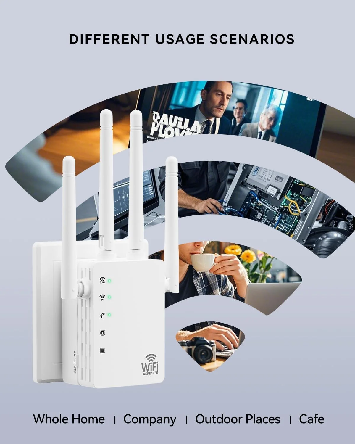 تقویت کننده سیگنال وای فای 2025 با دو باند 5 گیگاهرتز / 2.4 گیگاهرتز، برد بلند تا 13888 فوت مربع و پشتیبانی از 150+ دستگاه، تقویت کننده اینترنت وای فای برای خانه و فضای باز