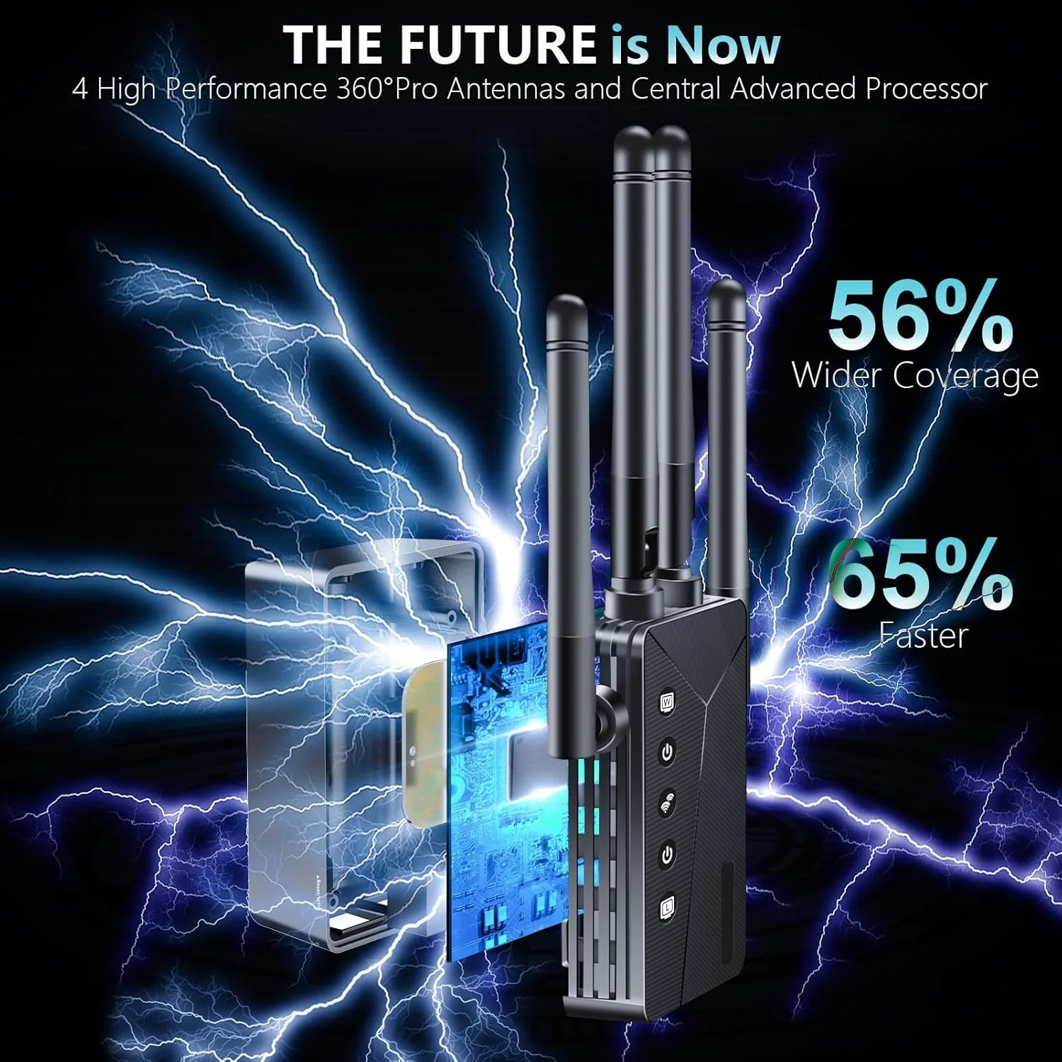 تقویت کننده سیگنال وای فای 2025 برای خانه، تکرار کننده وای فای با نصب آسان با پورت اترنت، پوشش تا 3000 فوت مربع و 25 دستگاه، 4 آنتن برد بلند