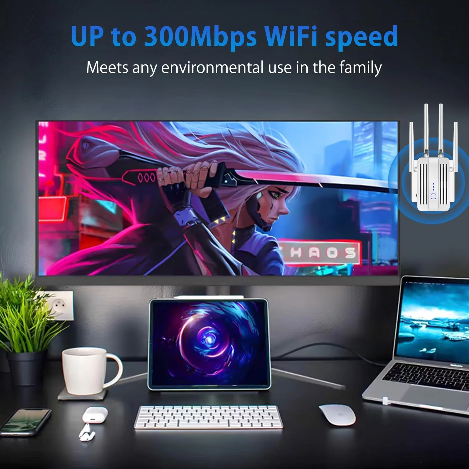 تقویت کننده سیگنال وای فای 2025 برای منزل، پوشش دهی طولانی برد تا 45+ دستگاه و 8470 فوت مربع، تقویت کننده سیگنال اینترنت وای فای با برد طولانی، سفید