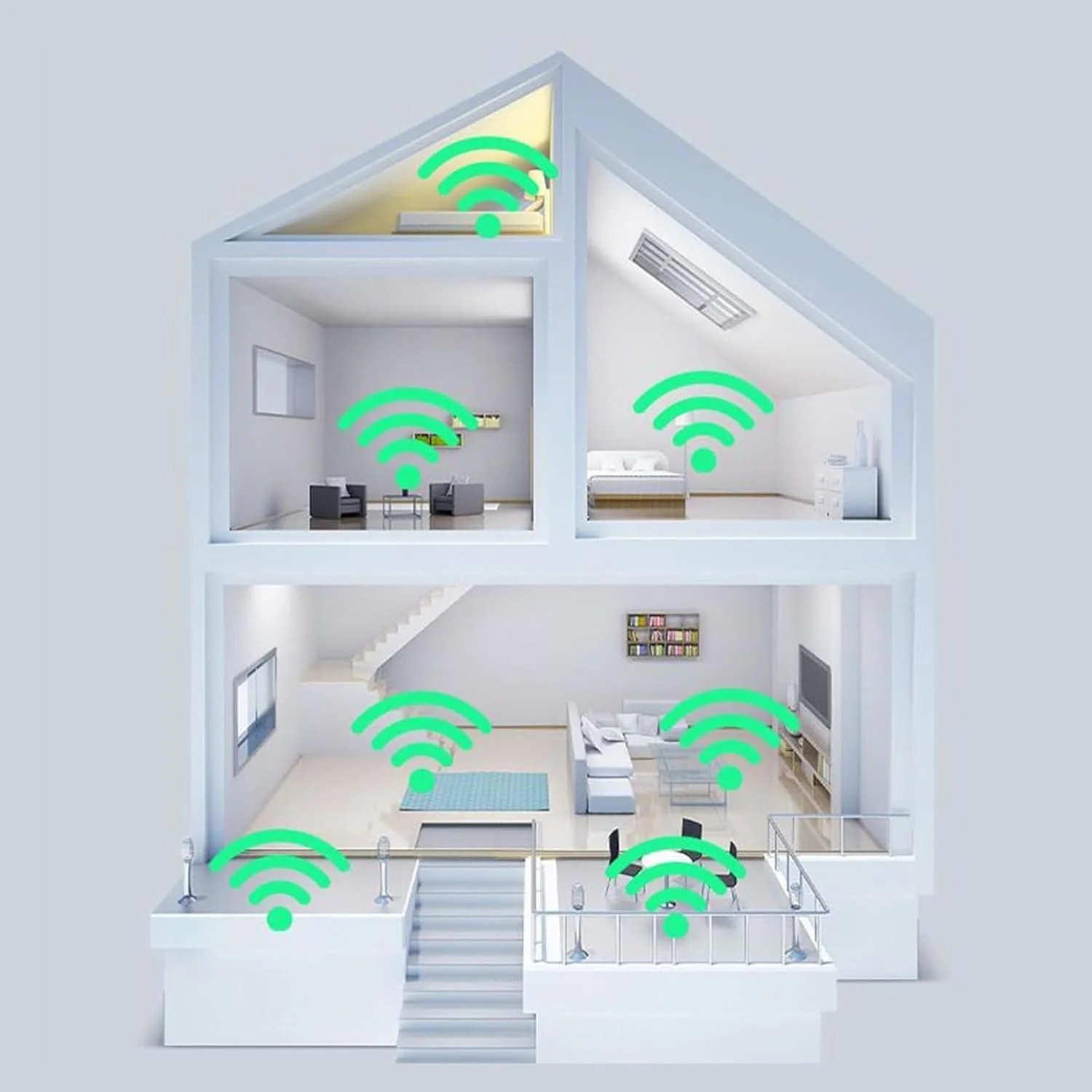 تقویت کننده سیگنال وای فای و توسعه دهنده محدوده، تکرار کننده شبکه بی سیم 300 مگابیت بر ثانیه، سفید، طراحی نصب شده روی دیوار با نشانگر قدرت سیگنال