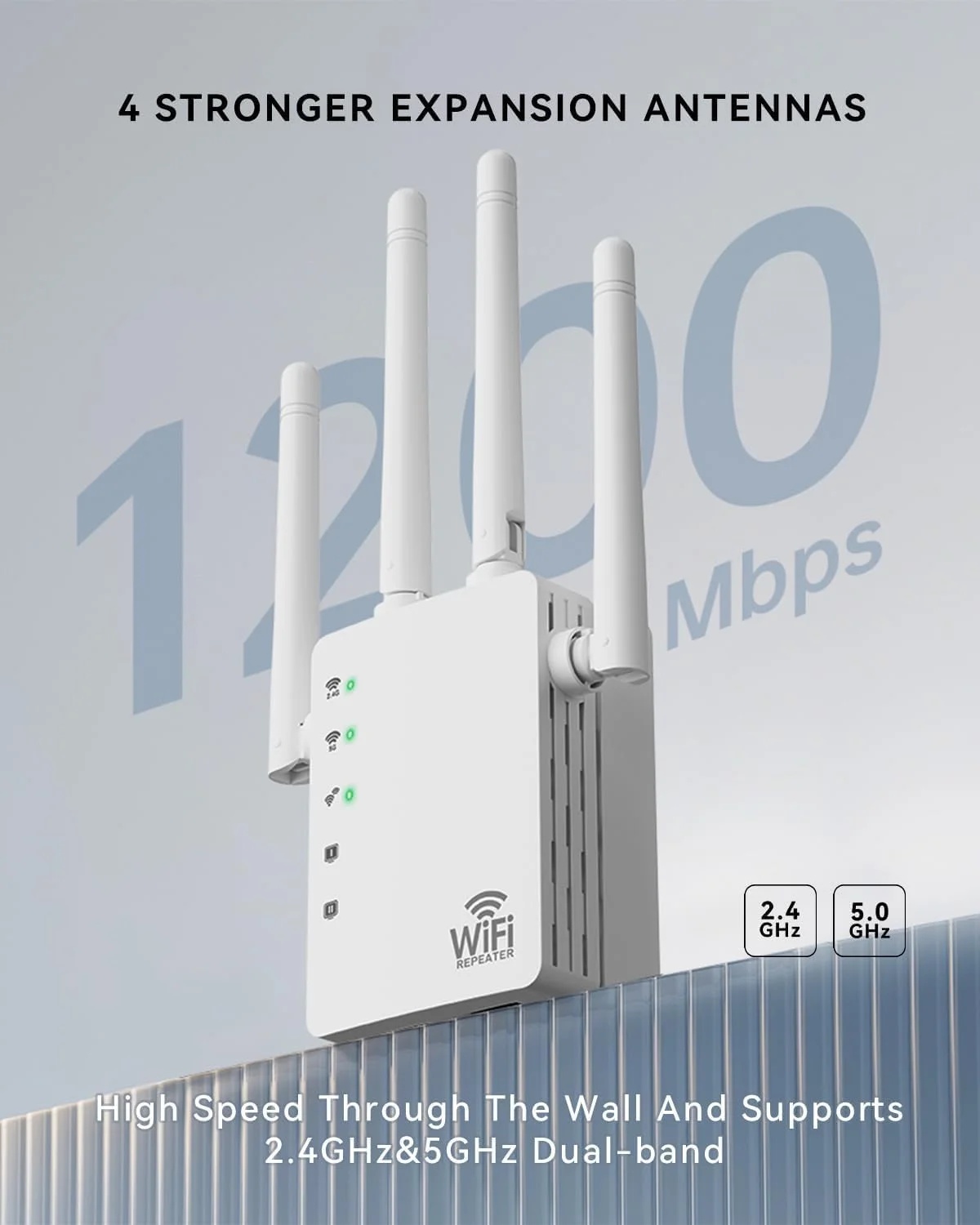 تقویت کننده سیگنال وای فای 2025 با دو باند 5 گیگاهرتز/2.4 گیگاهرتز، پوشش دهی طولانی تا 14000 فوت مربع و پشتیبانی از +150 دستگاه، توسعه دهنده اینترنت وای فای، تقویت کننده سیگنال وای فای برای خانه و فضای باز