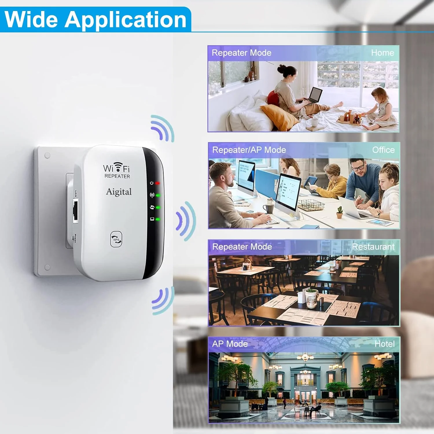 تقویت کننده سیگنال WiFi، پوشش دهی تا 1200 فوت مربع و 30 دستگاه، تقویت کننده محدوده WiFi 300 مگابیت بر ثانیه و 2.4 گیگاهرتز، تکرار کننده بی سیم، تقویت کننده اینترنت با پورت های اترنت، راه اندازی WPS، سازگار با الکسا