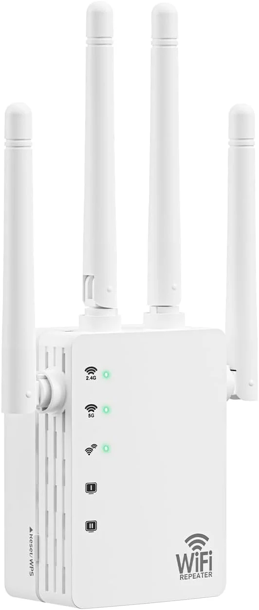 تقویت کننده WiFi، تقویت کننده سیگنال WiFi - تکرار کننده WiFi با پوشش 12880 فوت مربع 105 دستگاه، با سرعت 1200 مگابیت در ثانیه دو بانده 2.4G و 5G، راه اندازی 1 لمسی، پشتیبانی از پورت اترنت، سرعت بالاتر