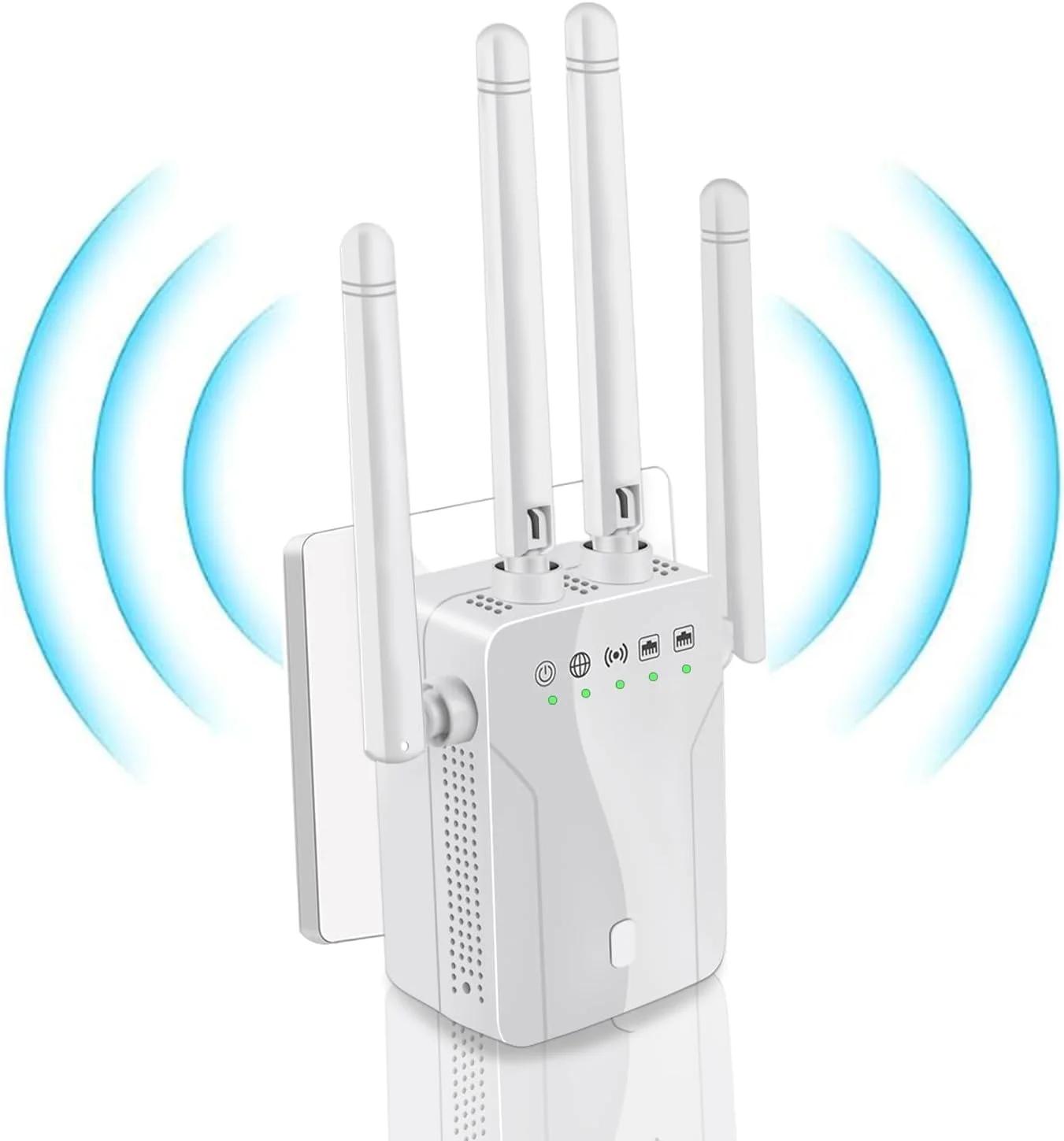 تقویت کننده محدوده وای فای، تکرار کننده بی سیم دو بانده 2.4G و 5G، تقویت کننده سیگنال 300 مگابیت بر ثانیه با 4 آنتن، سفید، قابل حمل داخلی