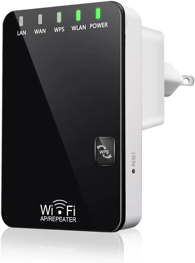 تقویت کننده سیگنال وای فای 300 مگابیت بر ثانیه، پوشش تا 4500 فوت مربع و 45 دستگاه، تقویت کننده اینترنت تکرار کننده وای فای با پورت اترنت و دکمه WPS، پشتیبانی از حالت AP/Repeater - 802.11B/G/N