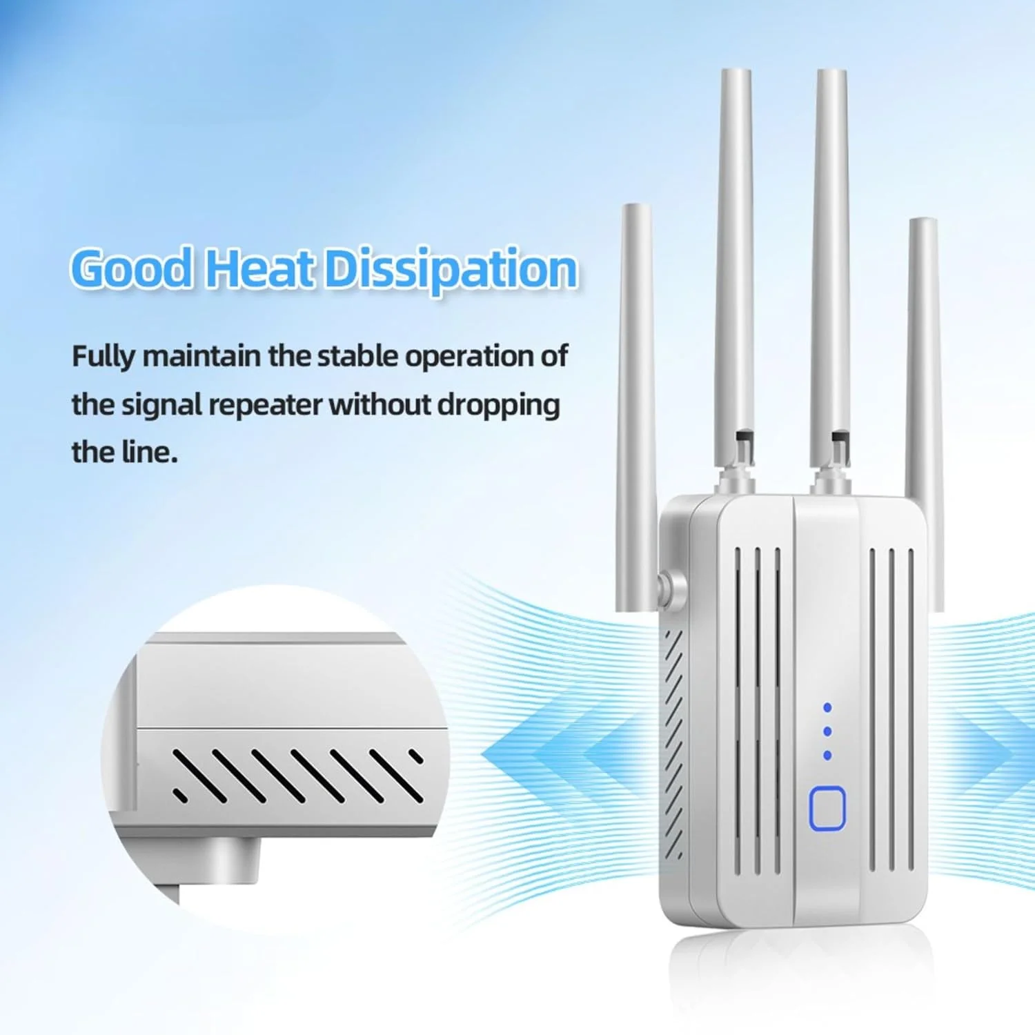 تقویت کننده سیگنال بی سیم سریع وای فای 1200 مگابیت بر ثانیه دو بانده (5.8 گیگاهرتز و 2.4 گیگاهرتز) تقویت کننده سیگنال وای فای تکرار کننده وای فای با پورت اترنت پوشش +10 هزار فوت مربع و اتصال +50 دستگاه