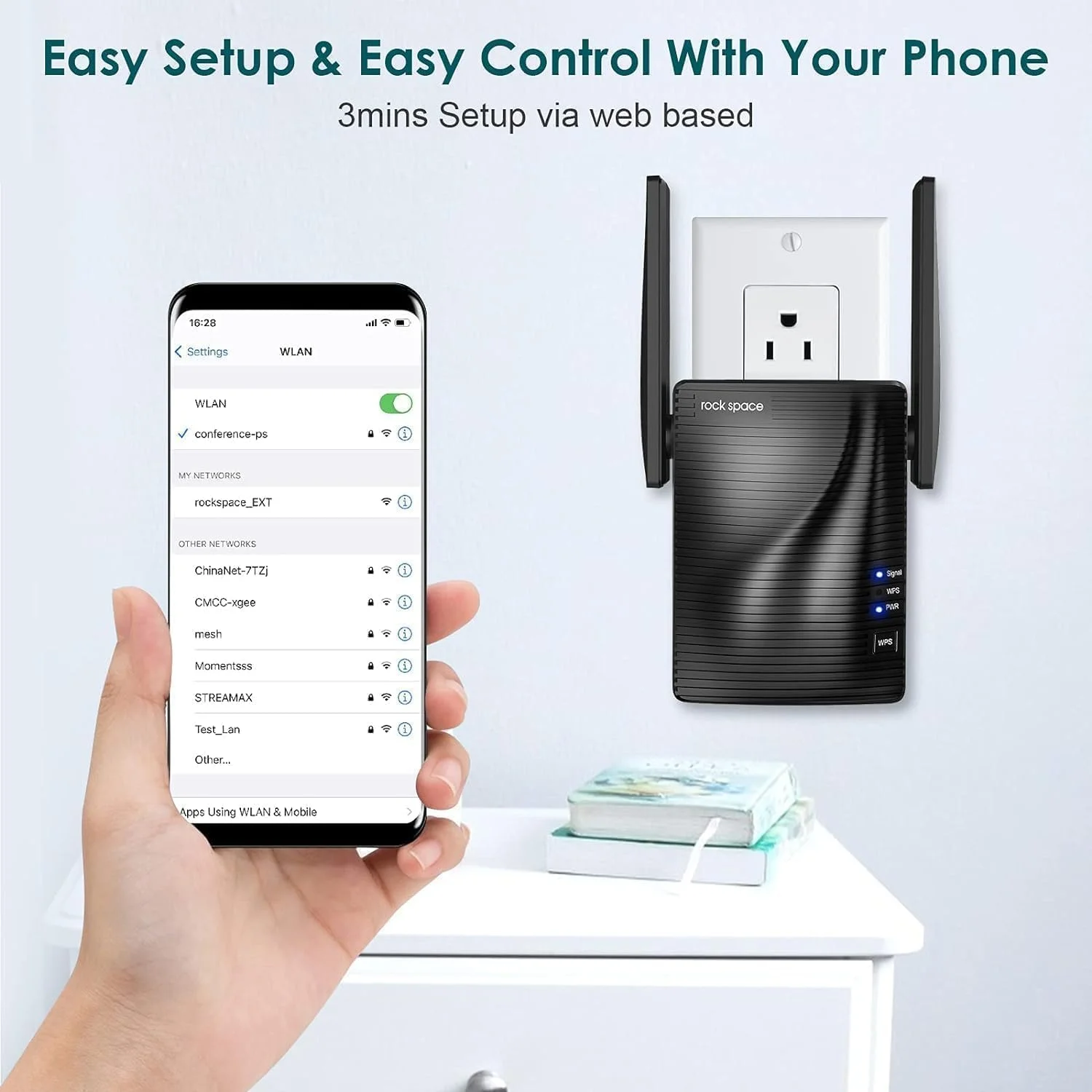 تقویت کننده وای فای AC1200، دو بانده با سرعت بالا (5 گیگاهرتز/2.4 گیگاهرتز)، تکرار کننده سیگنال برای خانه، پوشش تا 12000 فوت مربع، پشتیبانی از 68 دستگاه.