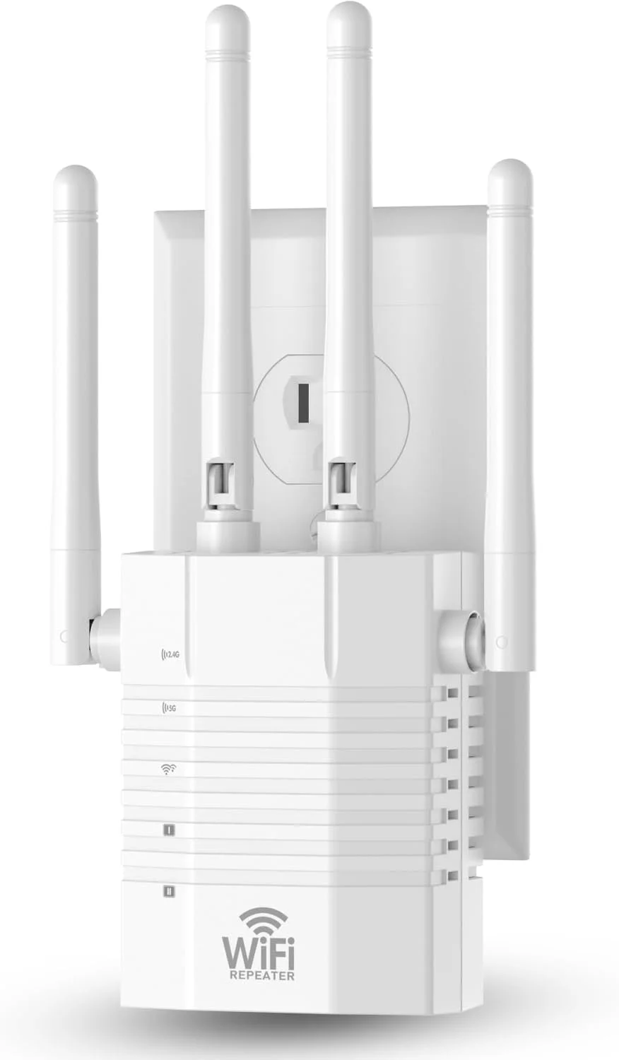 تقویت کننده سیگنال WiFi، توسعه دهنده WiFi از 105 دستگاه پشتیبانی می کند، تقویت کننده سیگنال خانگی 1.2 گیگابیت بر ثانیه، دو باند 5 گیگاهرتز/2.4 گیگاهرتز، تقویت کننده WiFi تا 12880 فوت مربع، سازگار با EasyMesh، یک پورت اترنت