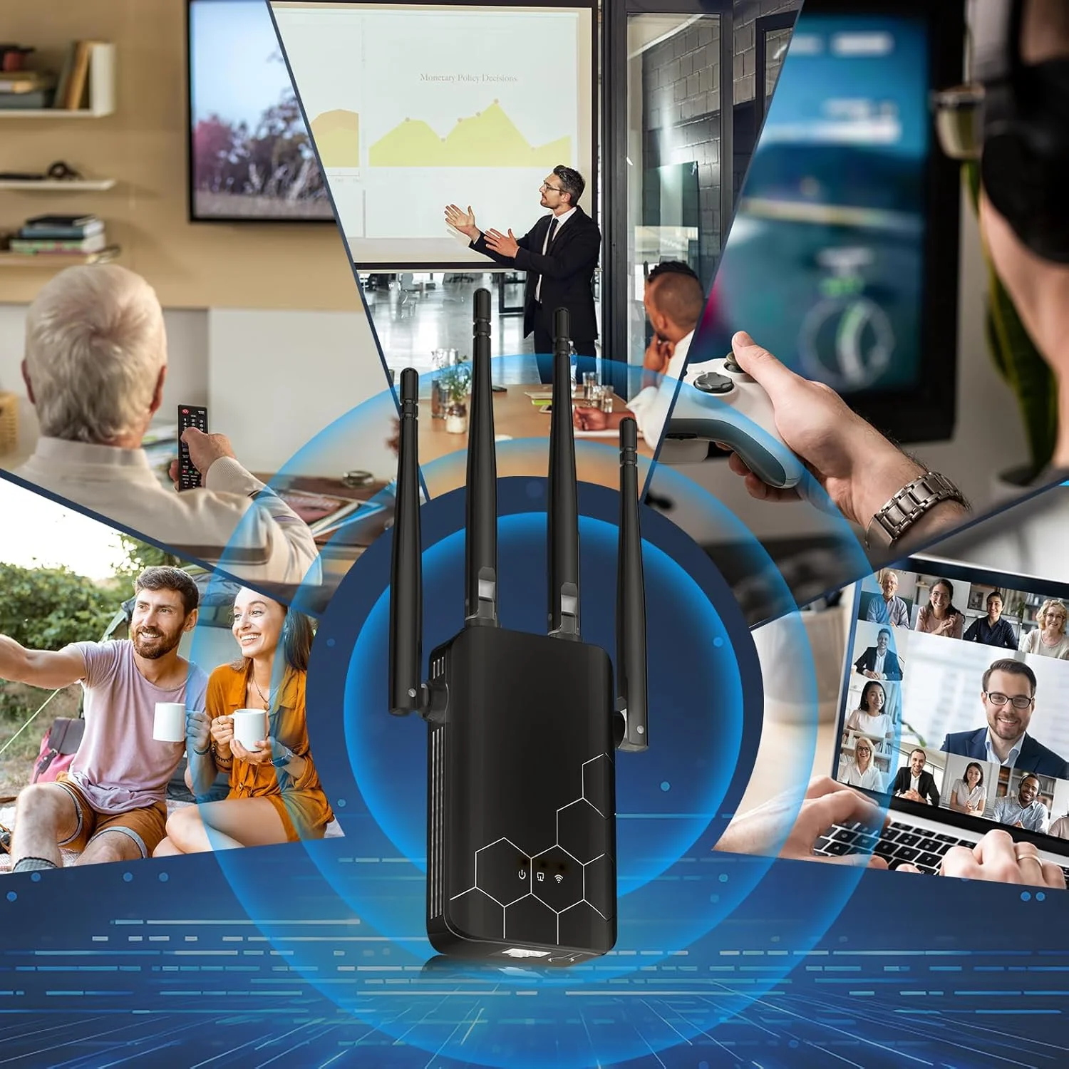 تقویت کننده سیگنال وای فای 2025، پوشش دهی تا 930 متر مربع، پشتیبانی از دستگاه های متعدد، تقویت کننده وای فای با پورت اترنت، سازگار با روترهای بی سیم، نصب آسان و اتصال قابل اعتماد