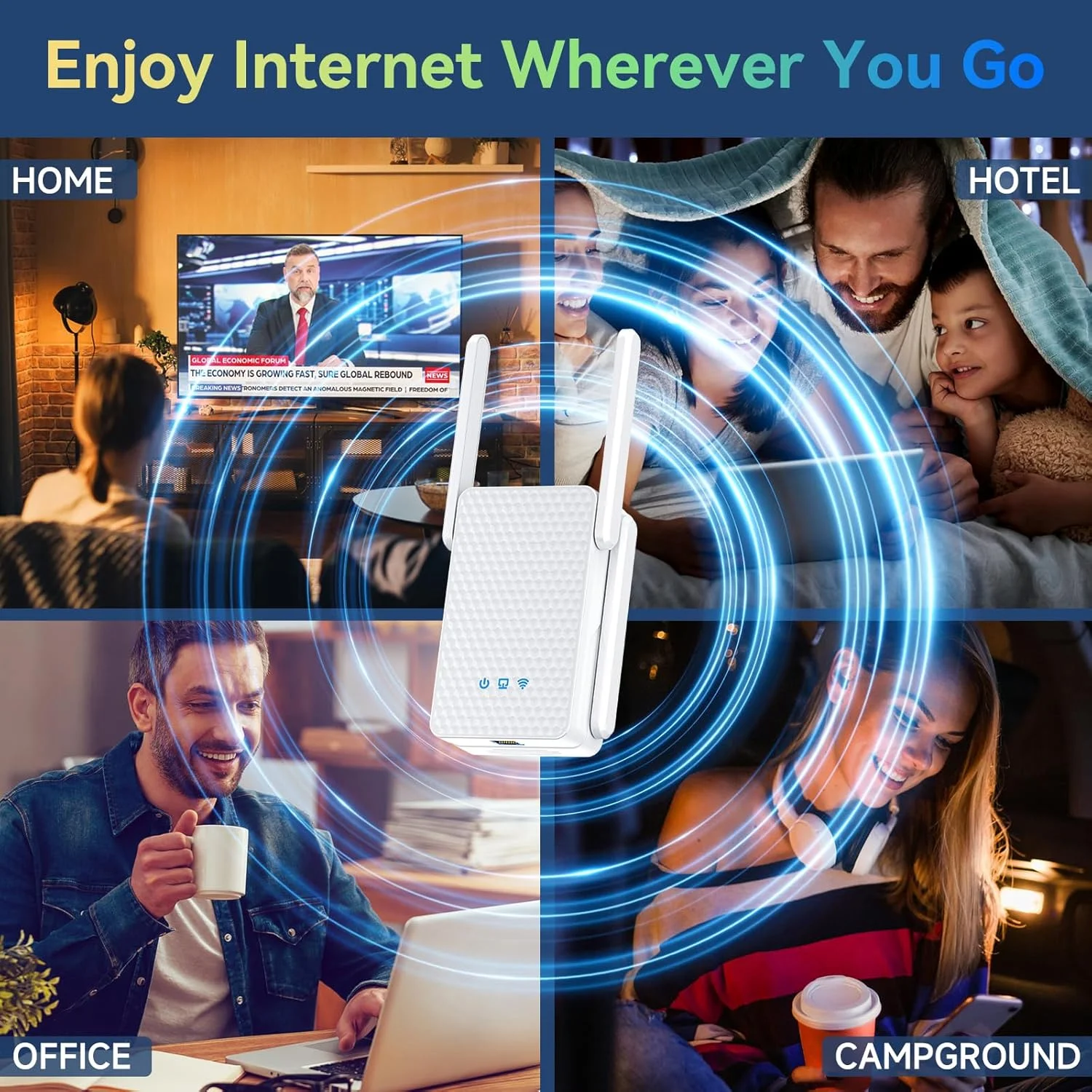 تقویت کننده سیگنال WiFi 6 مدل 2026، پوشش طولانی تا 12000 فوت مربع برای خانه، تکرار کننده WiFi دو بانده AX3000، نقطه دسترسی 10 برابر سریعتر