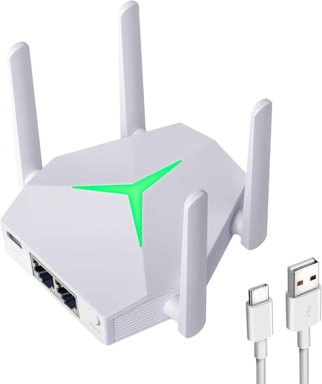 تقویت کننده وای فای AC1200 مدل 2025، تکرار کننده وای فای دو بانده 5 گیگاهرتز/2.4 گیگاهرتز USB با 3 حالت و 2 پورت اترنت، پوشش تا 12000 فوت مربع، تقویت کننده سیگنال اینترنت EX004 برای کل خانه، پلاگین و پخش (سفید)