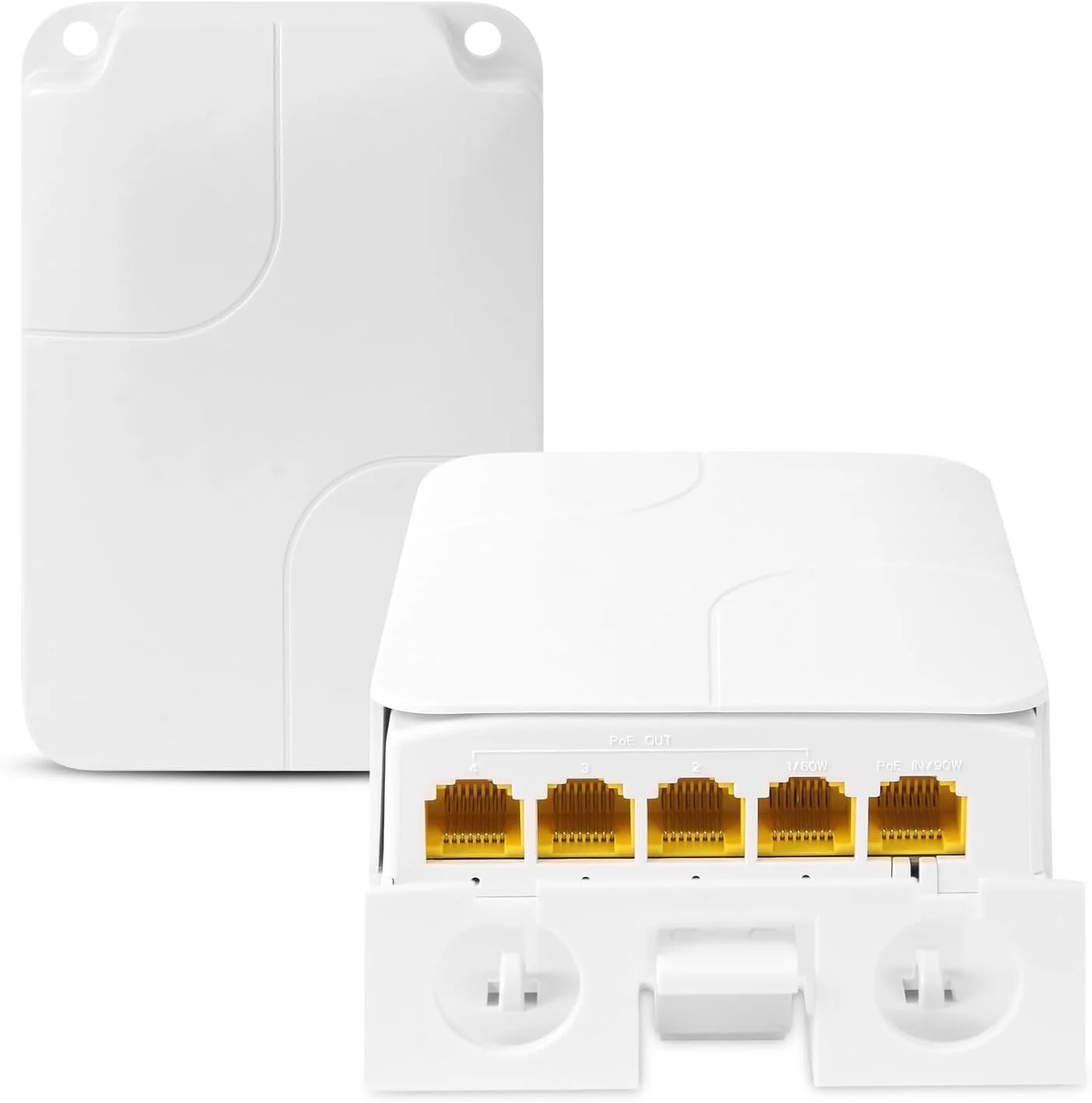 تکرار کننده PoE گیگابیتی، توسعه دهنده PoE با 5 پورت، 1 ورودی 4 خروجی، 90 وات ورودی 60 وات خروجی، گسترش 100 متری، Vlan، IEEE802.3af/at/bt برای دوربین IP، PoE Power AP، تلفن IP، 10/100/1000 مگابیت در ثانیه، قابل نصب روی دیوار