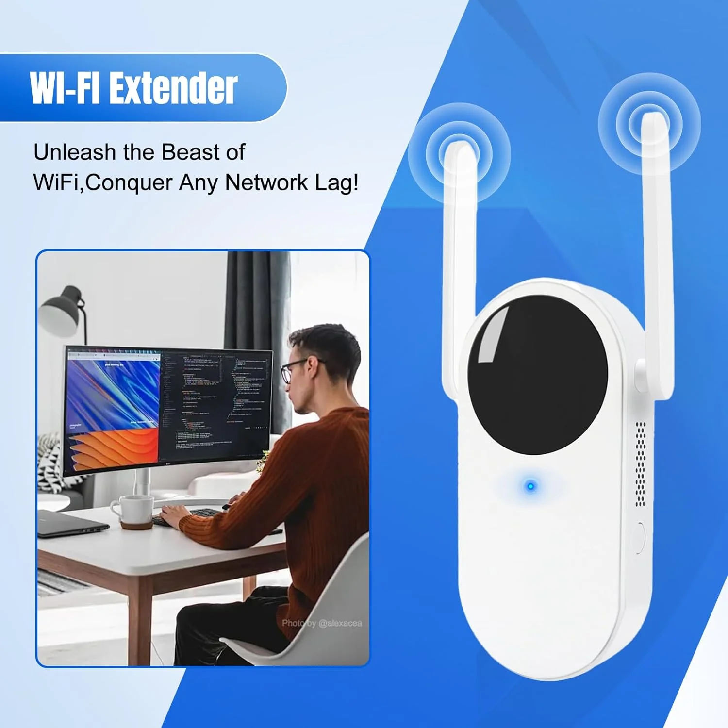 تقویت کننده سیگنال وای فای برای منزل، تقویت کننده وای فای، تکرار کننده وای فای با پورت اترنت، پوشش تا 830 متر مربع و 30 دستگاه، مناسب آپارتمان، زیرزمین، اداره و خانه