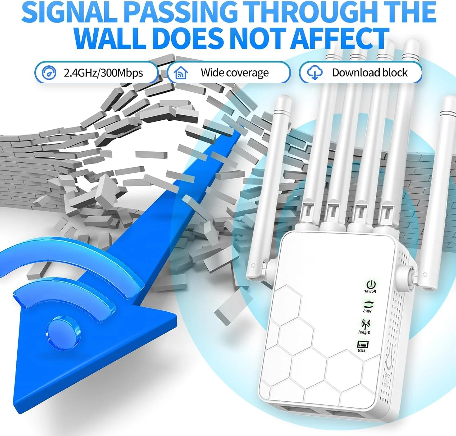 تقویت کننده سیگنال وای فای/تکرار کننده جدید 2025، تکرار کننده وای فای با پورت اترنت، 6 آنتن پوشش کامل 360 درجه 11800 فوت مربع برای 35+ دستگاه، تنظیمات با یک کلیک