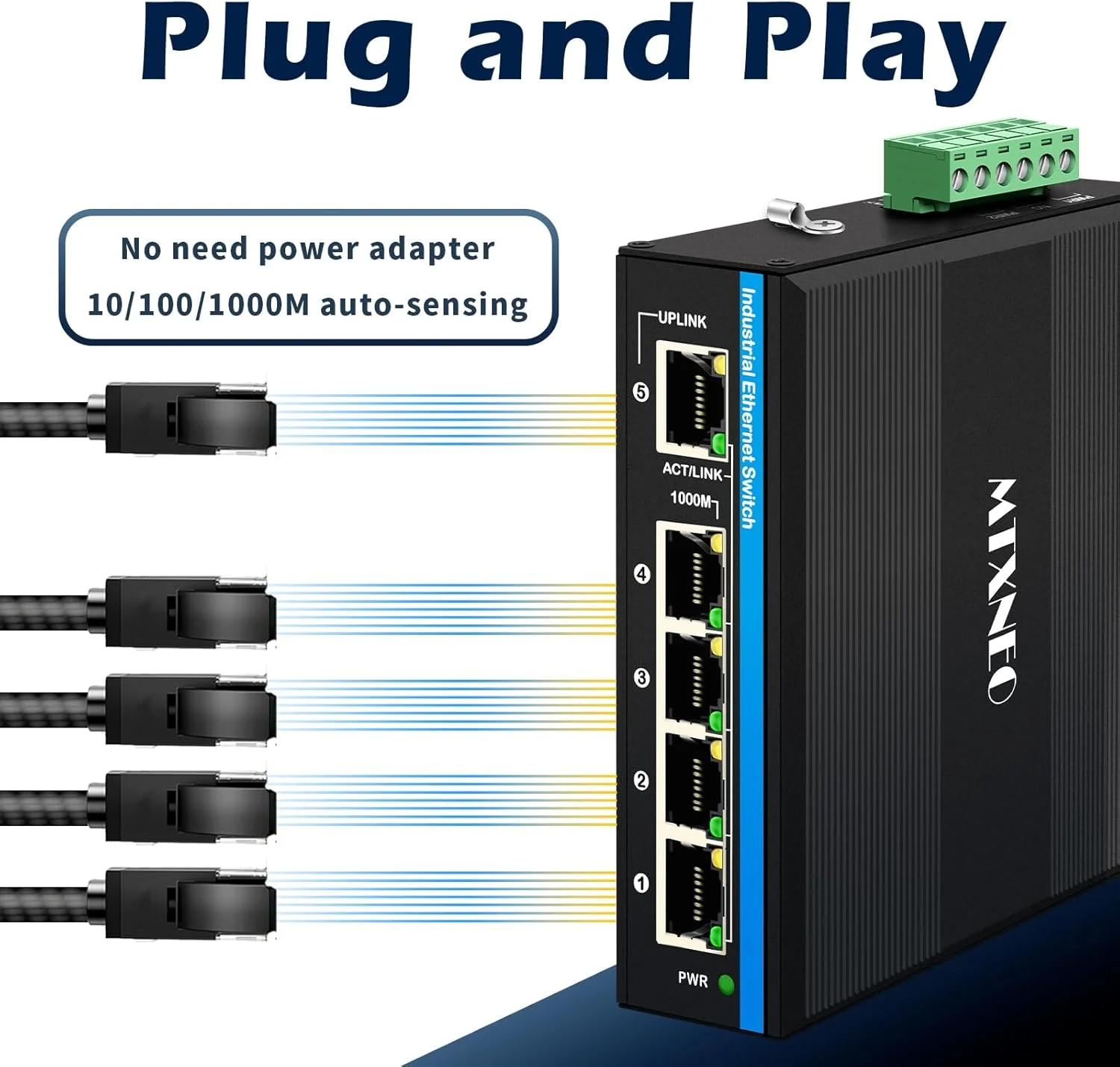 تقویت کننده PoE صنعتی 4 پورت گیگابیتی اترنت با ورودی 90W PoE، تکرار کننده خروجی PoE IEEE802.3af/at/bt، تقویت کننده POE 1 ورودی 4 خروجی برای دوربین مداربسته، VOIP