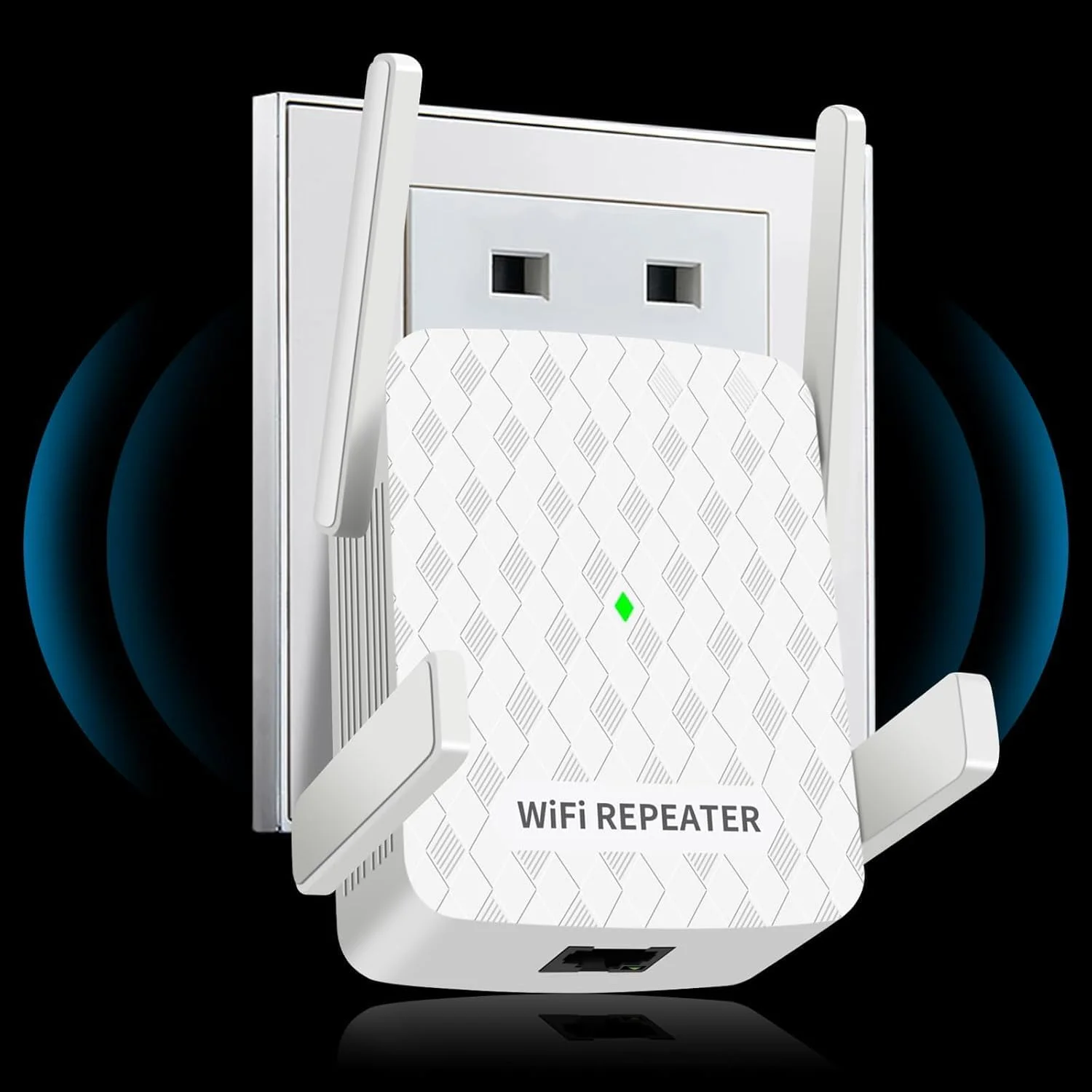 تقویت کننده WiFi، تقویت کننده سیگنال WiFi برای خانه، تقویت کننده سیگنال WiFi تا 850 متر مربع و 35 دستگاه، تکرار کننده WiFi با پورت اترنت، نصب آسان، سازگار با الکسا