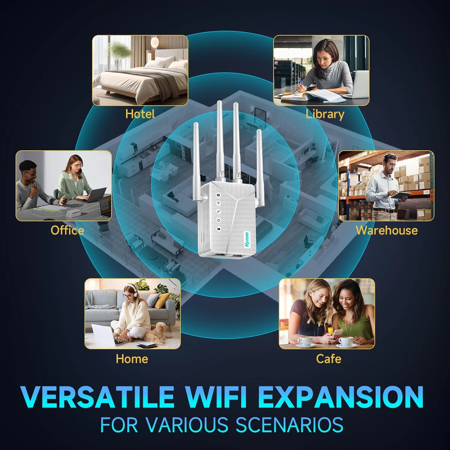 تقویت کننده وای فای، سریعترین تقویت کننده سیگنال وای فای 2026 برای خانه، نصب آسان تکرار کننده وای فای با پورت اترنت، پوشش تا 740 متر مربع و 45 دستگاه، 4 آنتن با برد بلند تقویت کننده وای فای، سریعترین تقویت کننده سیگنال وای فای 2026 برای خانه، نصب آسان تکرار کننده وای فای با پورت اترنت، پوشش تا 740 متر مربع و 45 دستگاه، 4 آنتن با برد بلند