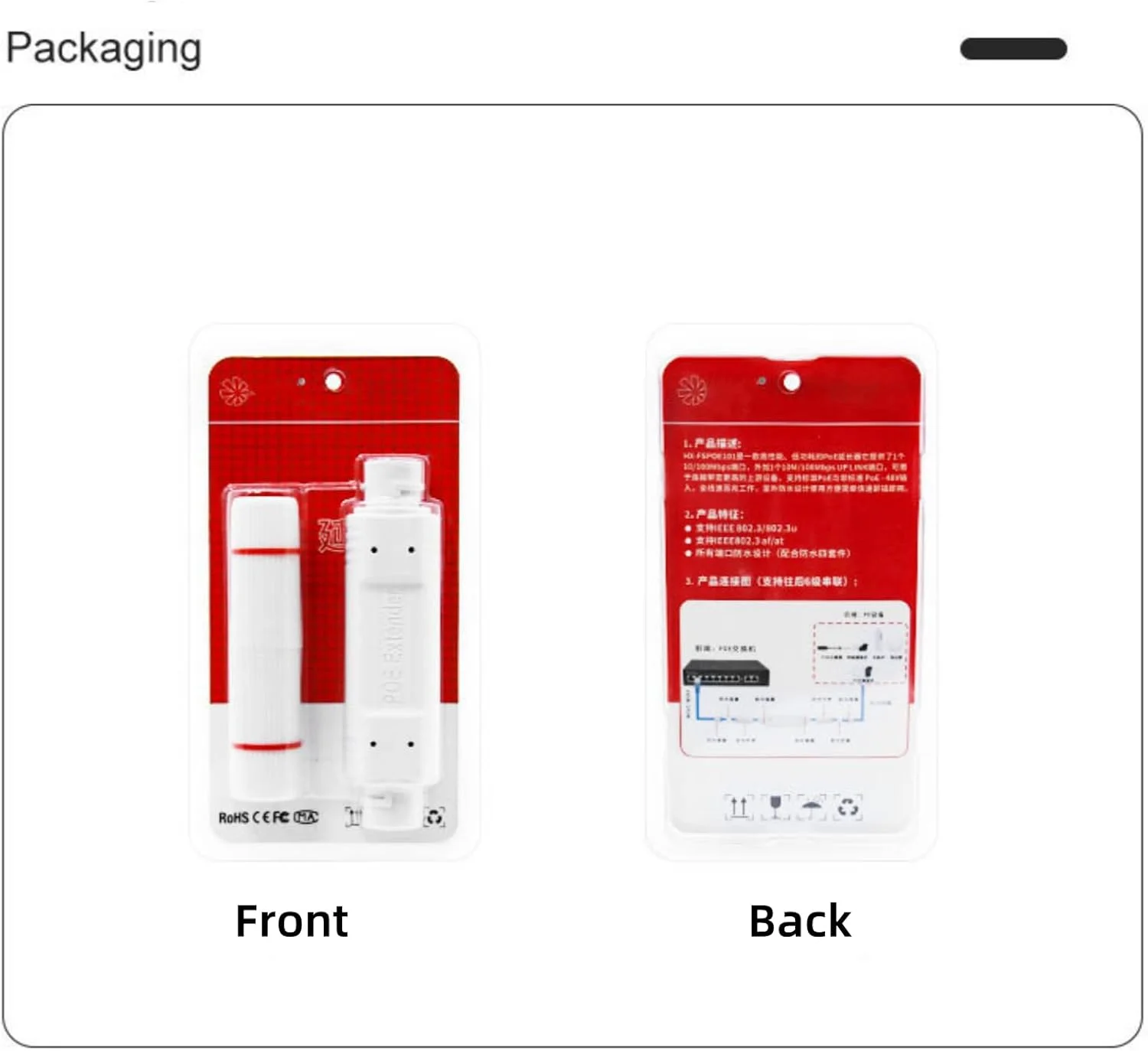 تکرار کننده PoE یک ورودی یک خروجی، تکرار کننده اترنت تک پورت با توان 30 وات برای سوئیچ/تزریق کننده POE