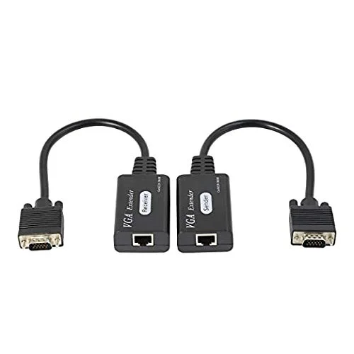 افزایش دهنده VGA از طریق Cat5e/6، تبدیل کننده فرستنده سیگنال VGA نر به RJ45 اترنت LAN برای HDTV HDPC PS4 STB 1080P تا 60 متر (1 فرستنده + 1 گیرنده)